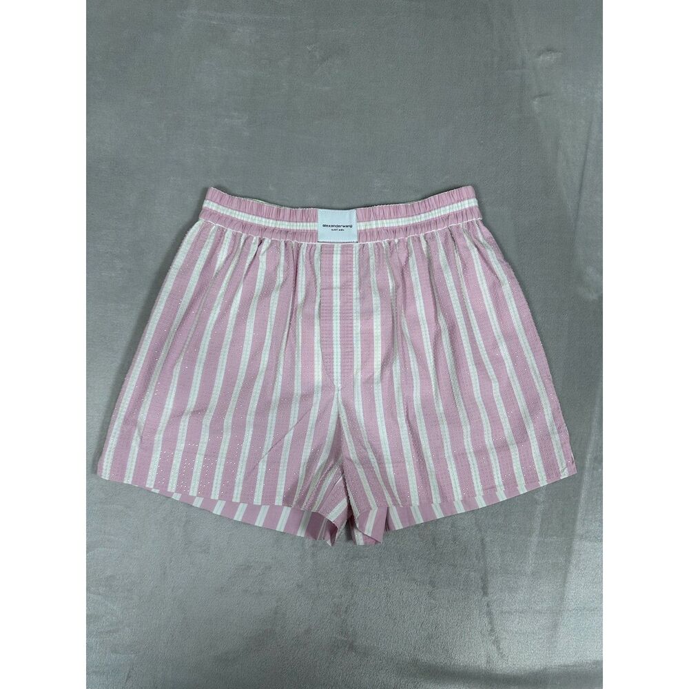 Alexander Wang Pink/ White Classic Boxer Shorts w Clear Bead in Size XS - Picture 1 of 7